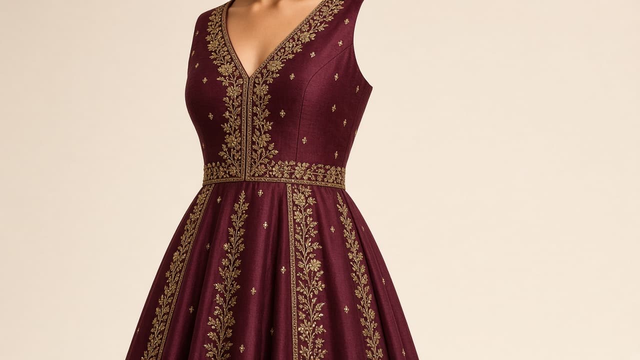 Custom embroidered occasion gown